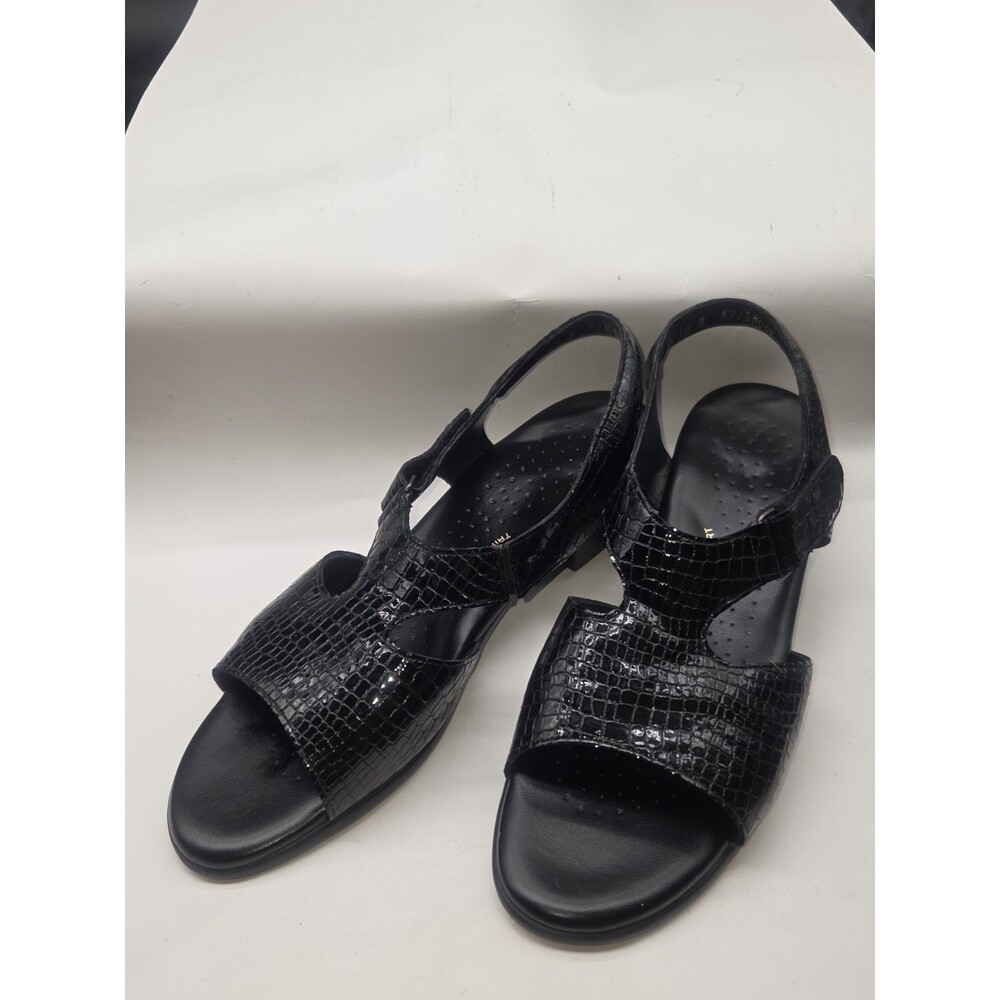 SAS Suntimer Black Croc Print Adjustable Womens Comfort Sandals Shoes 10 N